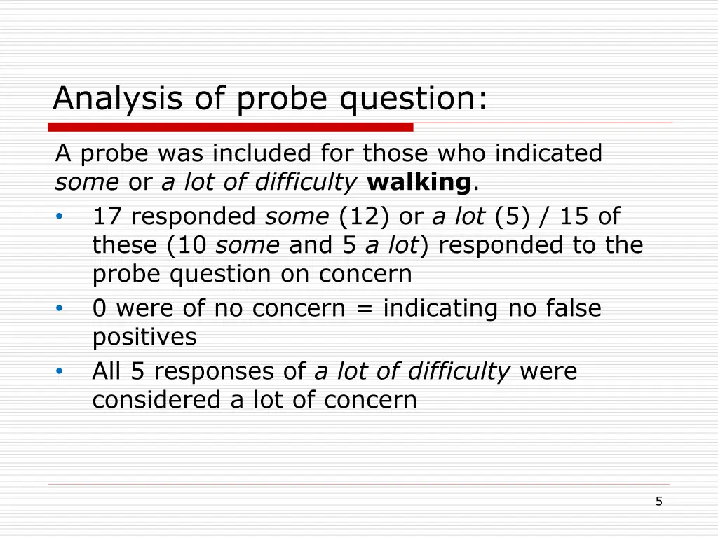 analysis of probe question