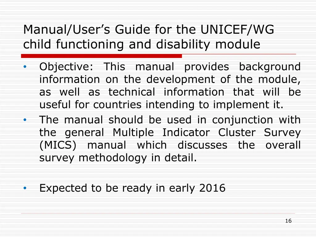 manual user s guide for the unicef wg child