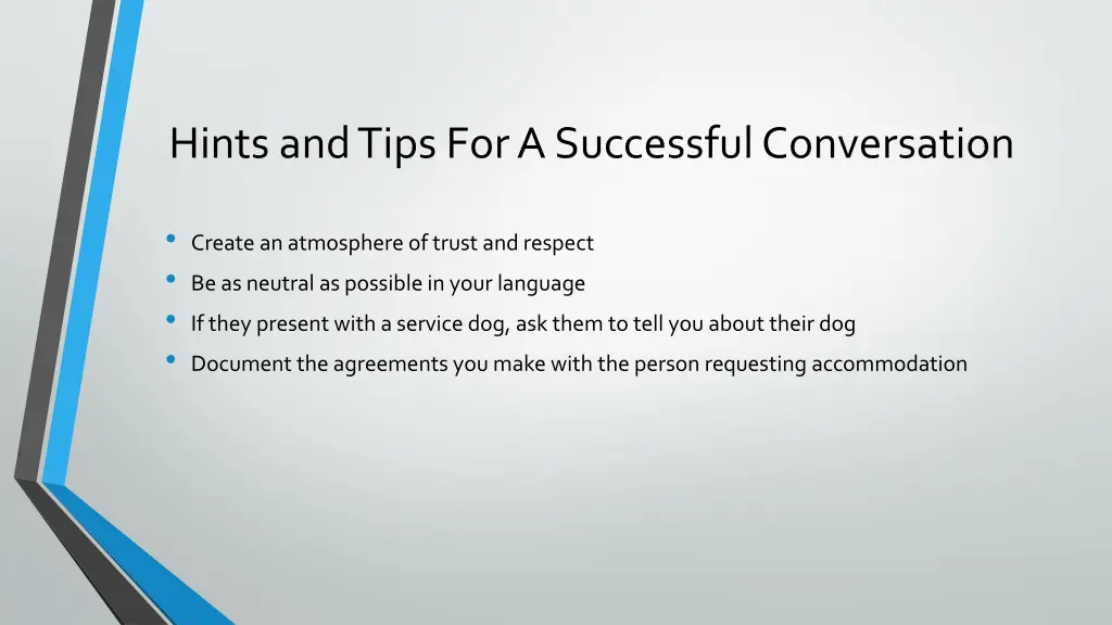 hints and tips for a successful conversation