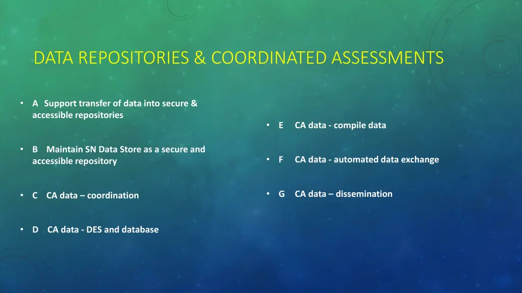 data repositories coordinated assessments