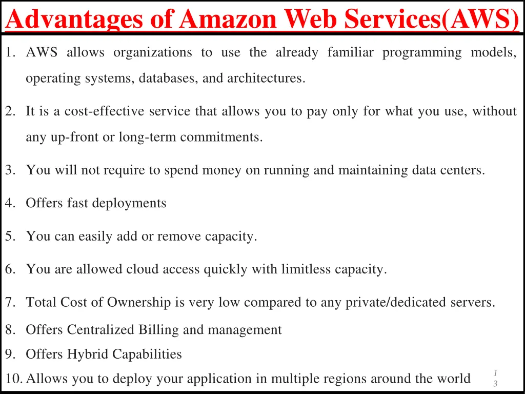 advantages of amazon web services aws