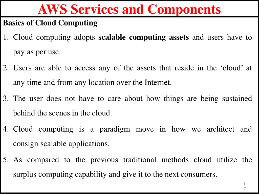 aws services and components basics of cloud