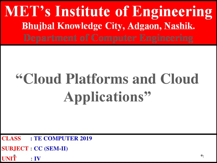 cloud platforms and cloud applications