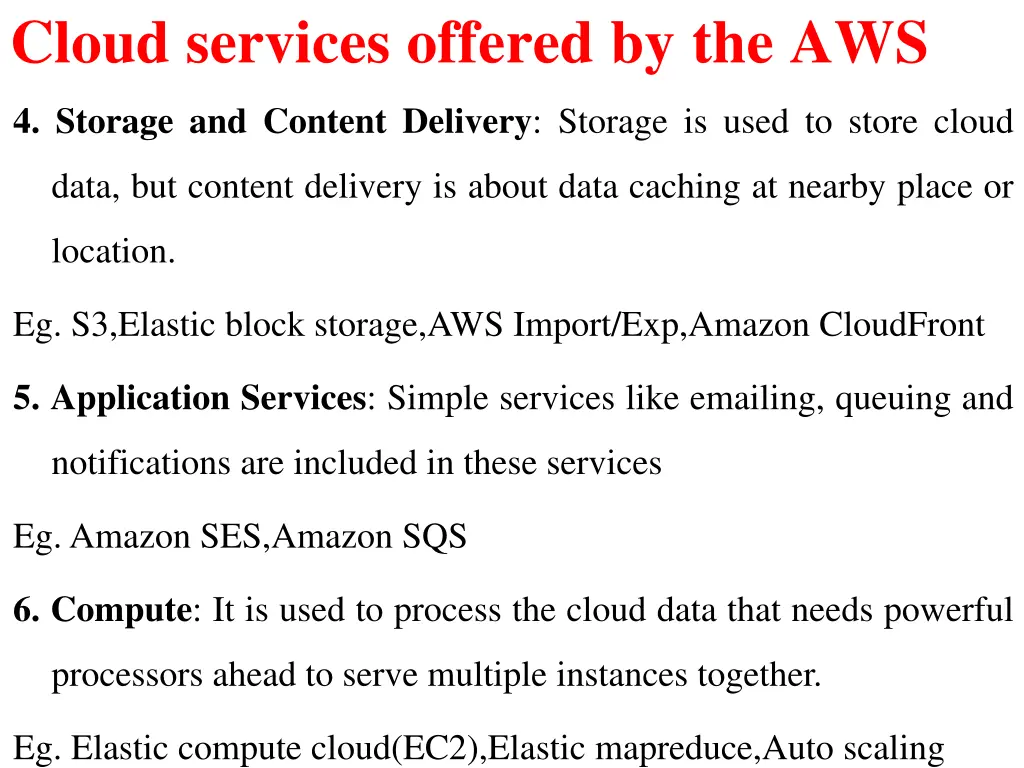 cloud services offered by the aws 1