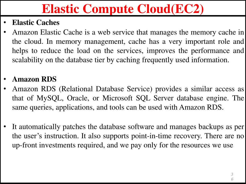 elastic compute cloud ec2 elastic caches amazon