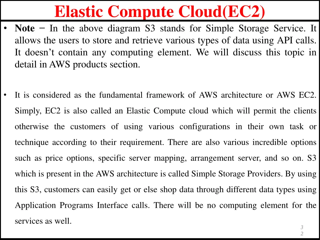 elastic compute cloud ec2 note in the above