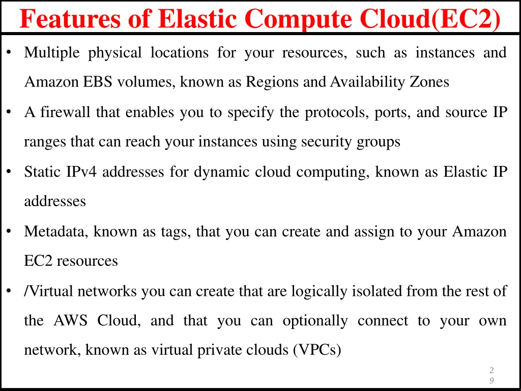 features of elastic compute cloud ec2 1