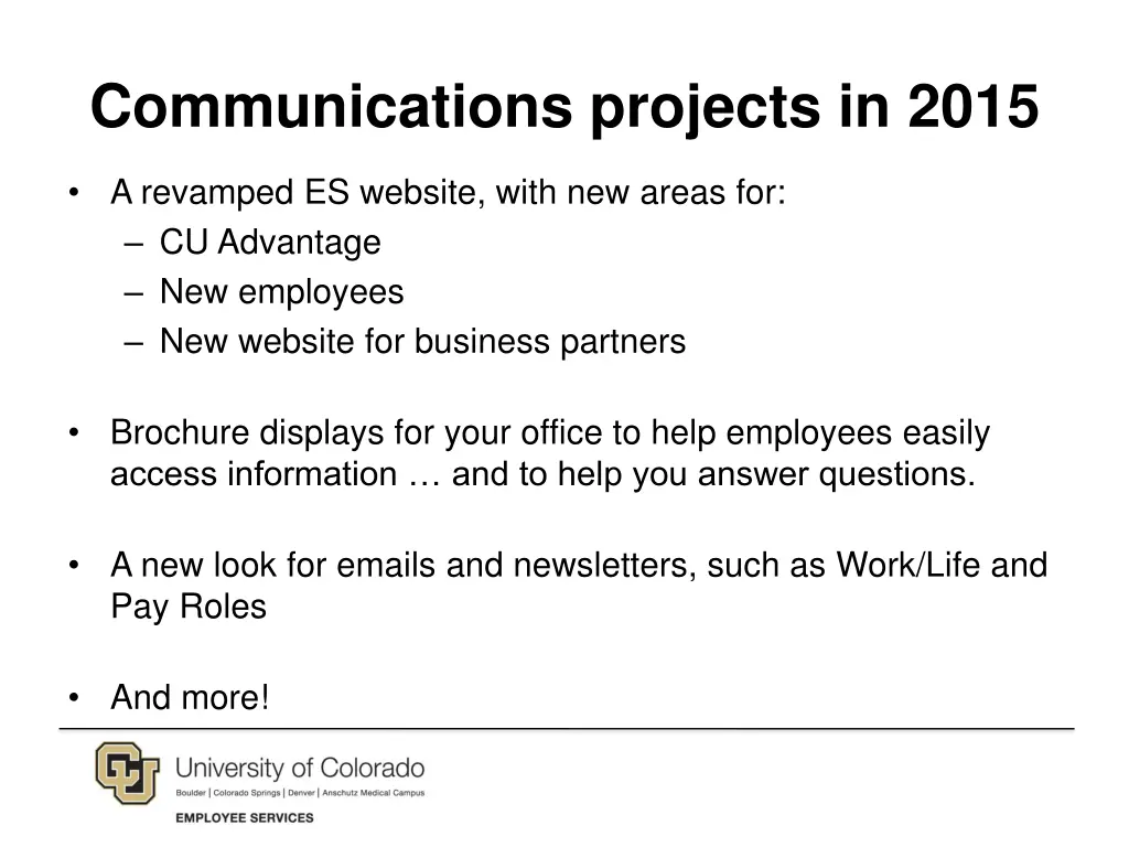 communications projects in 2015