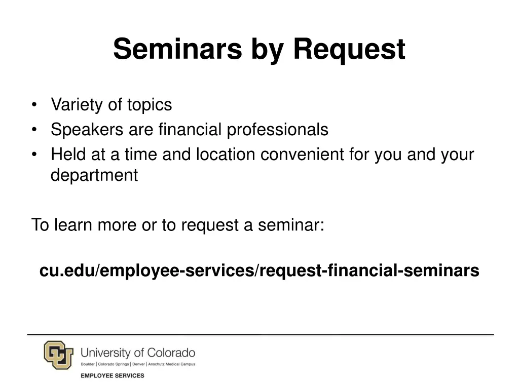 seminars by request