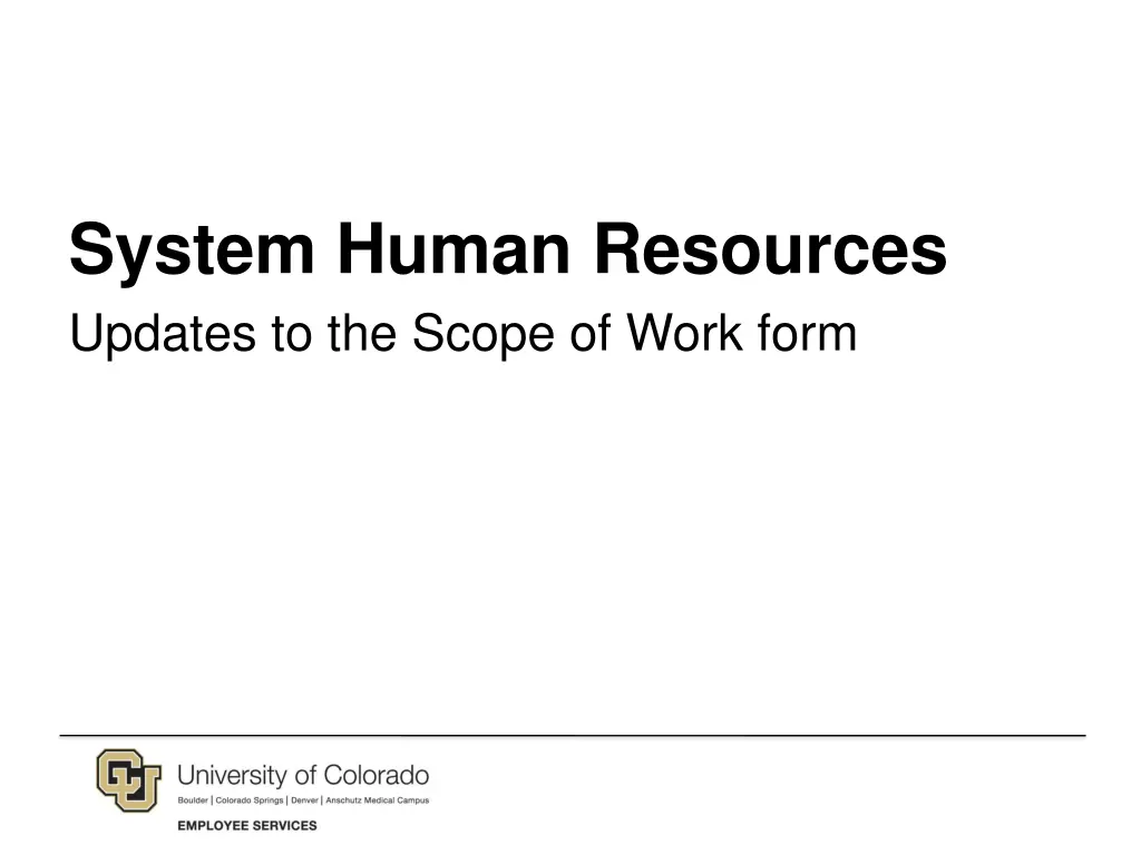 system human resources updates to the scope