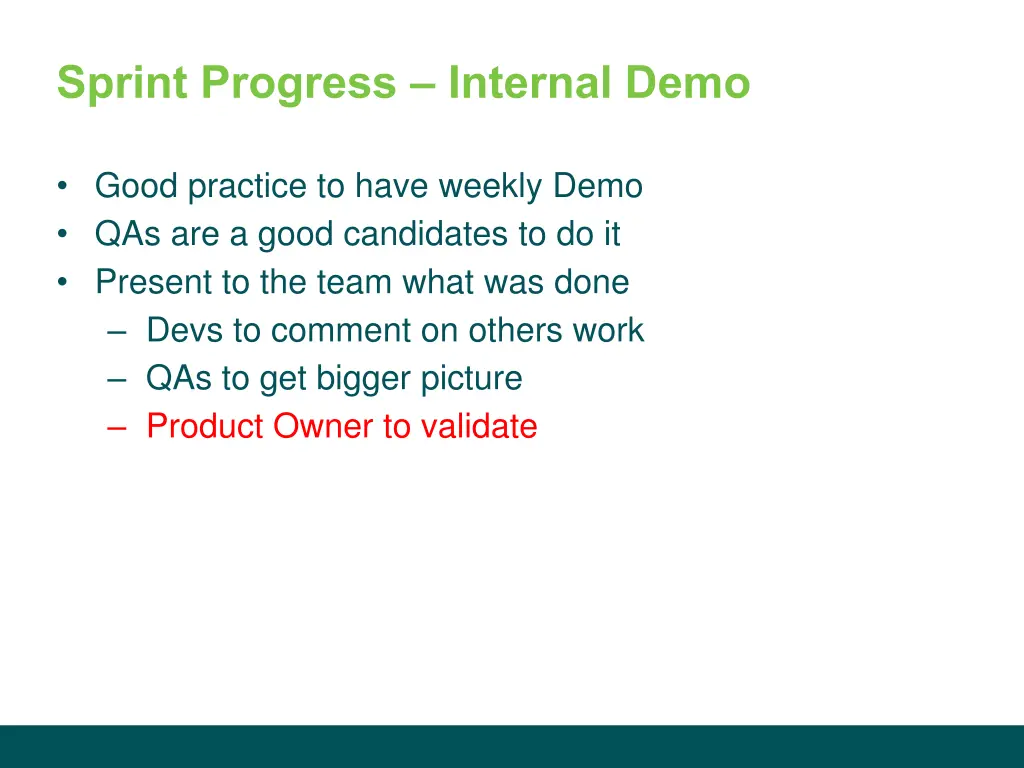 sprint progress internal demo