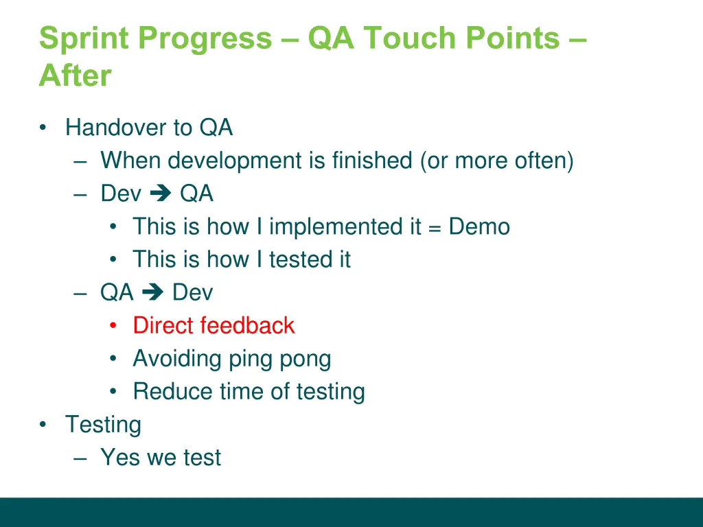 sprint progress qa touch points after