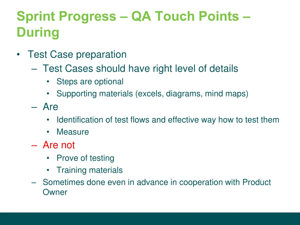 sprint progress qa touch points during 1