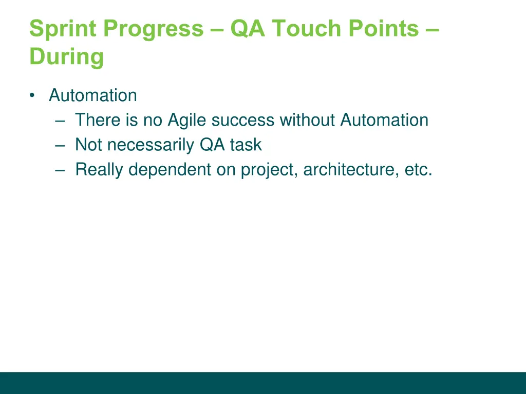 sprint progress qa touch points during 2