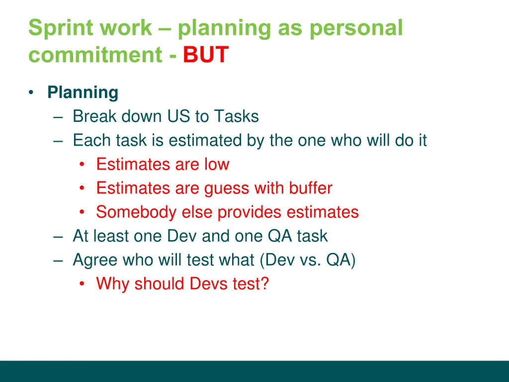 sprint work planning as personal commitment but