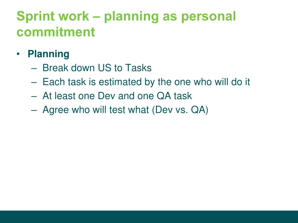 sprint work planning as personal commitment