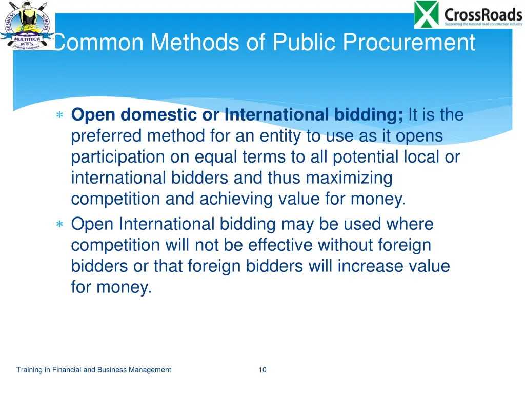 common methods of public procurement