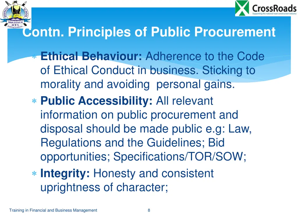 contn principles of public procurement