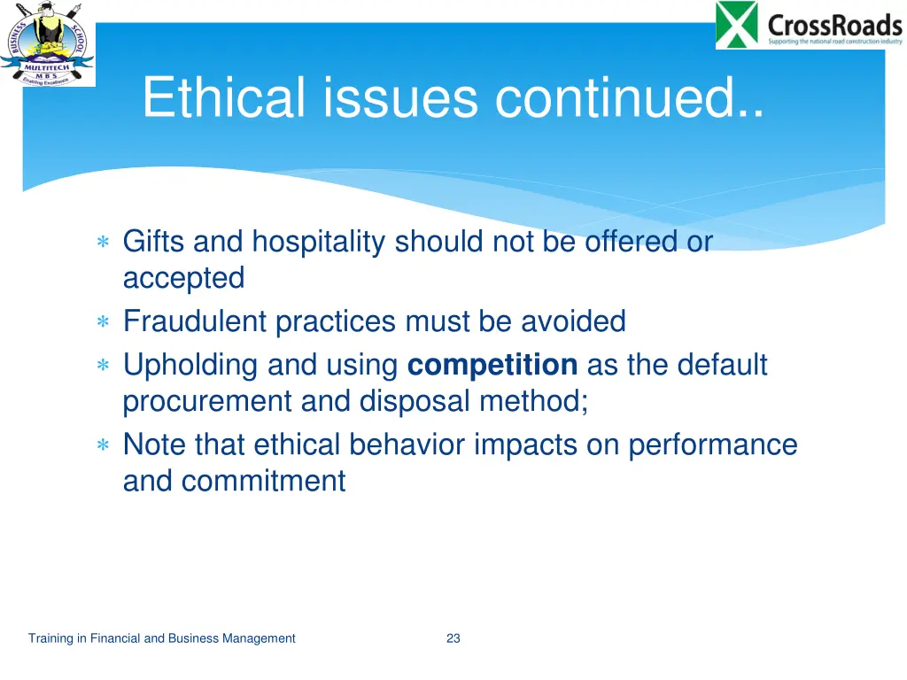 ethical issues continued