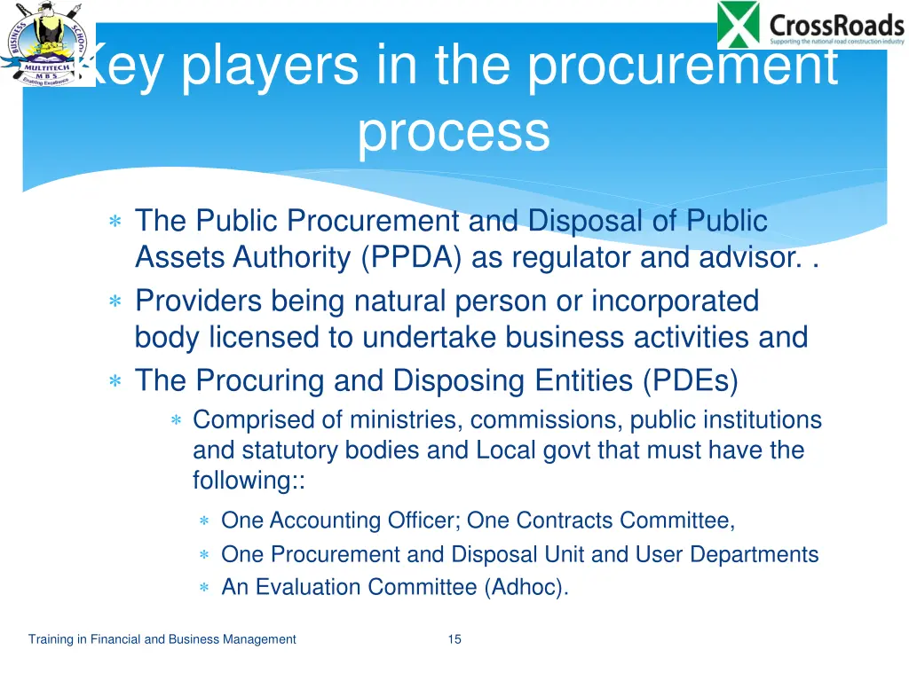 key players in the procurement process