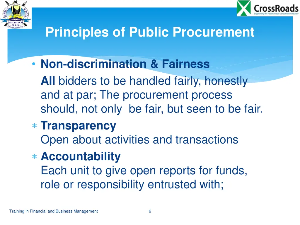 principles of public procurement