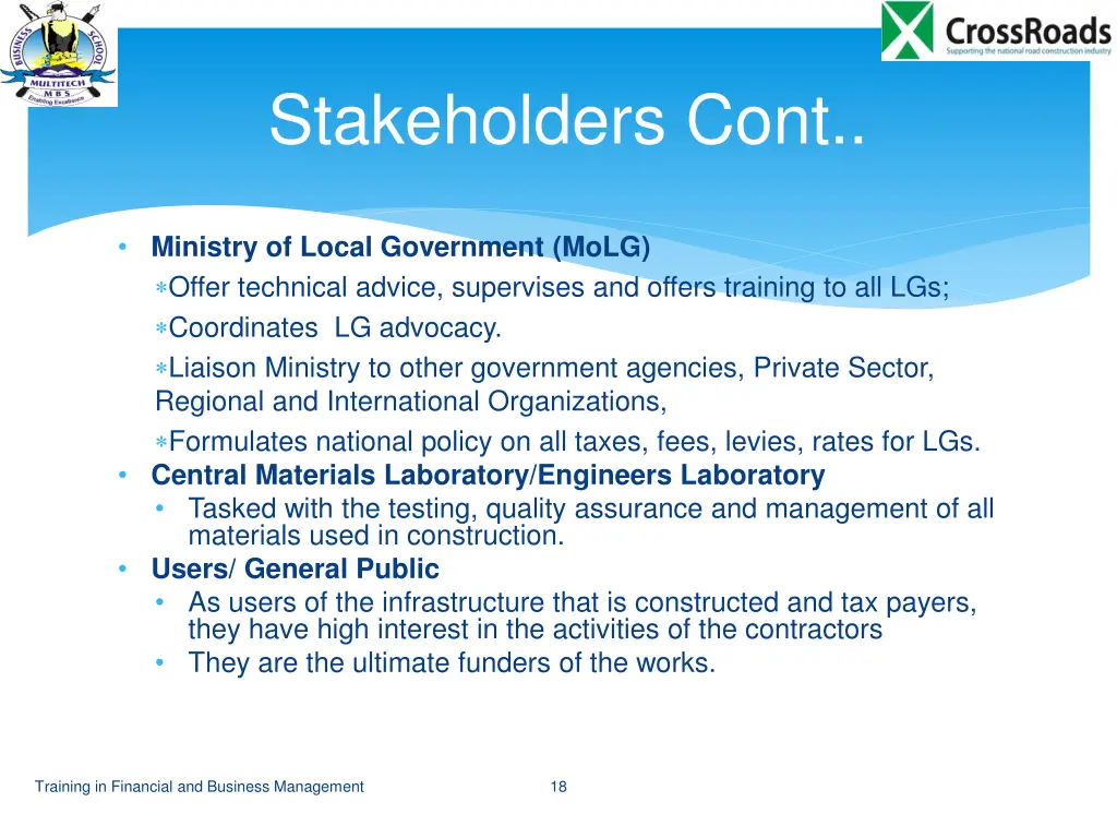 stakeholders cont