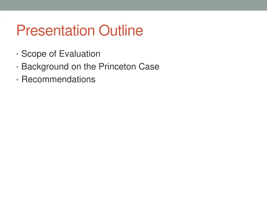 presentation outline