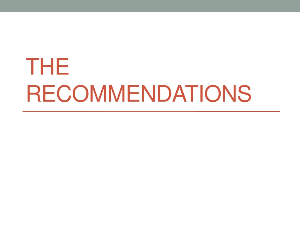 the recommendations