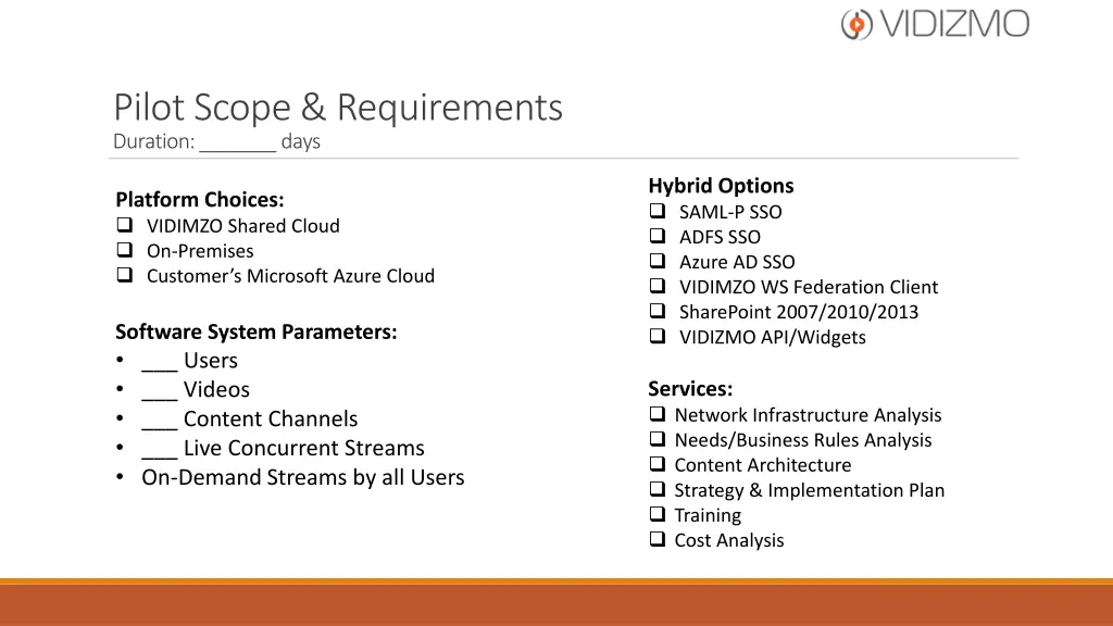 pilot scope requirements duration days