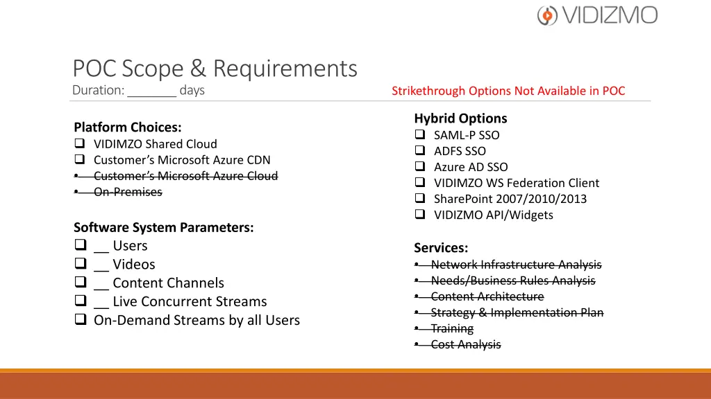 poc scope requirements duration days