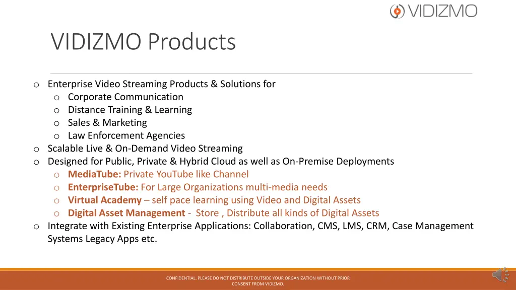 vidizmo products