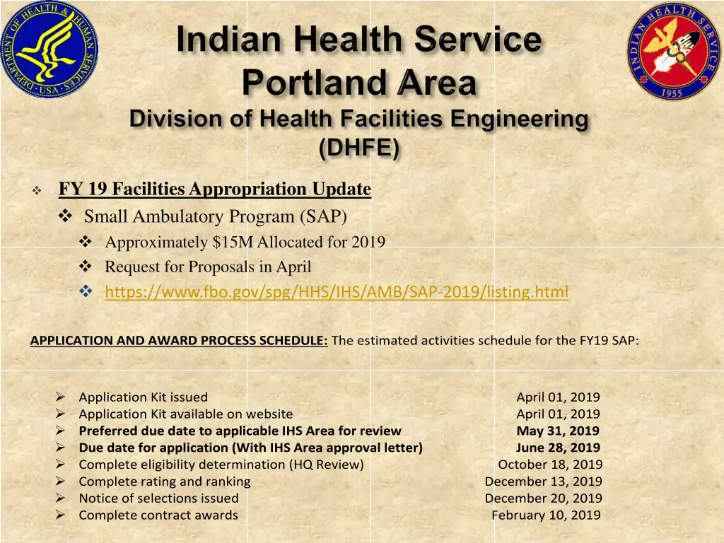 fy 19 facilities appropriation update small