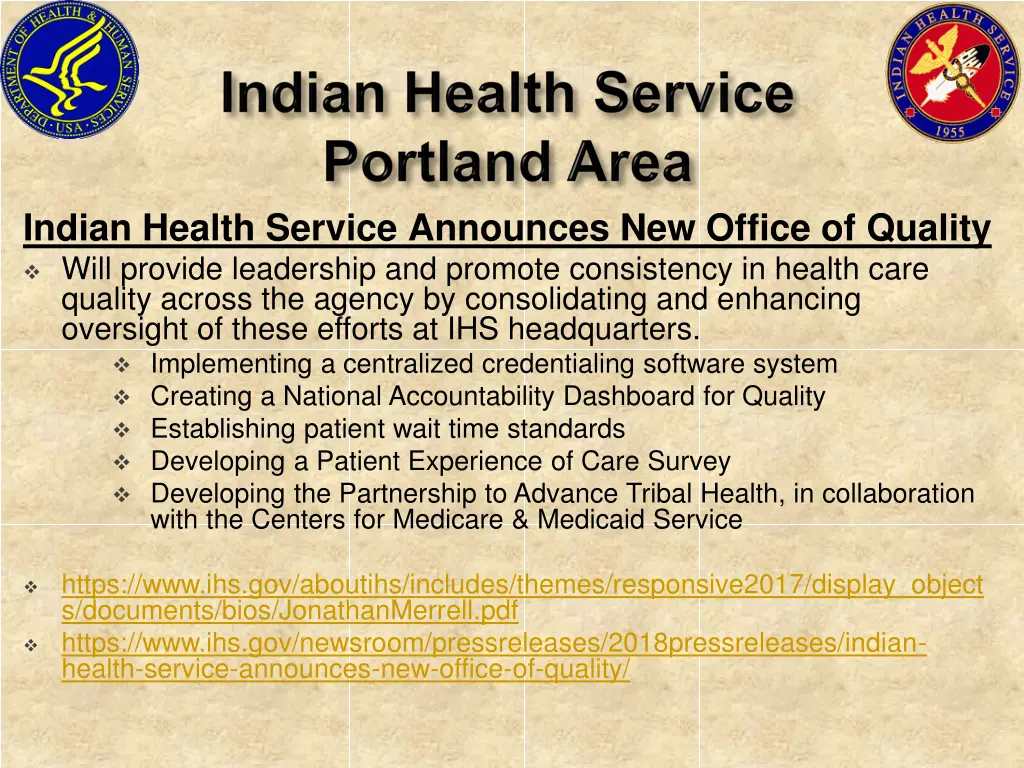 indian health service announces new office