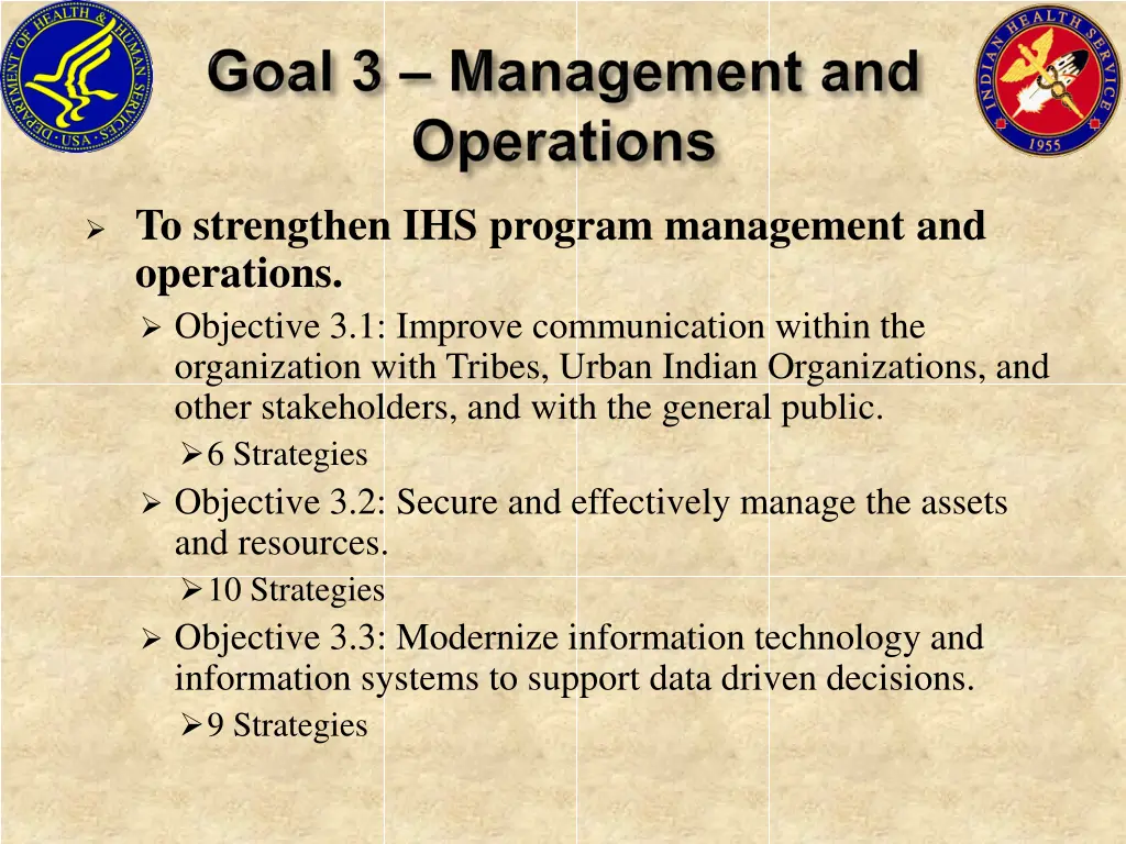 to strengthen ihs program management