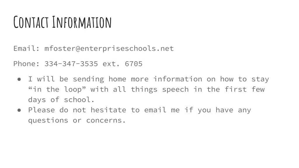 contact information
