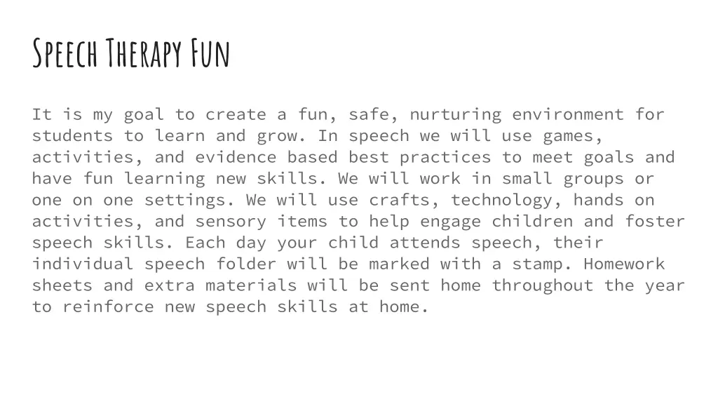 speech therapy fun
