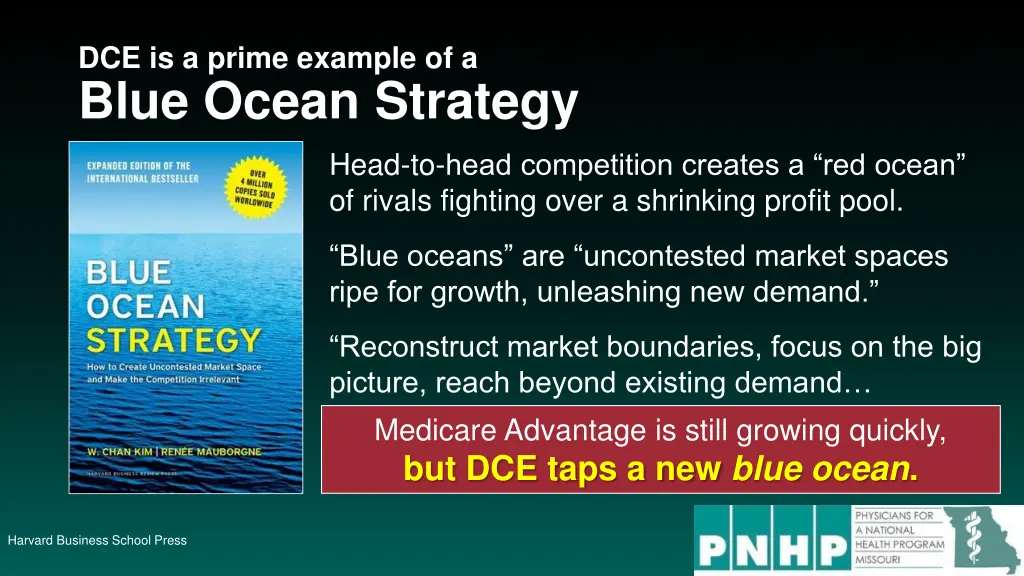 dce is a prime example of a blue ocean strategy
