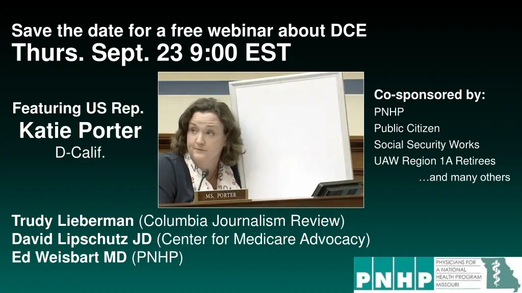 save the date for a free webinar about dce thurs