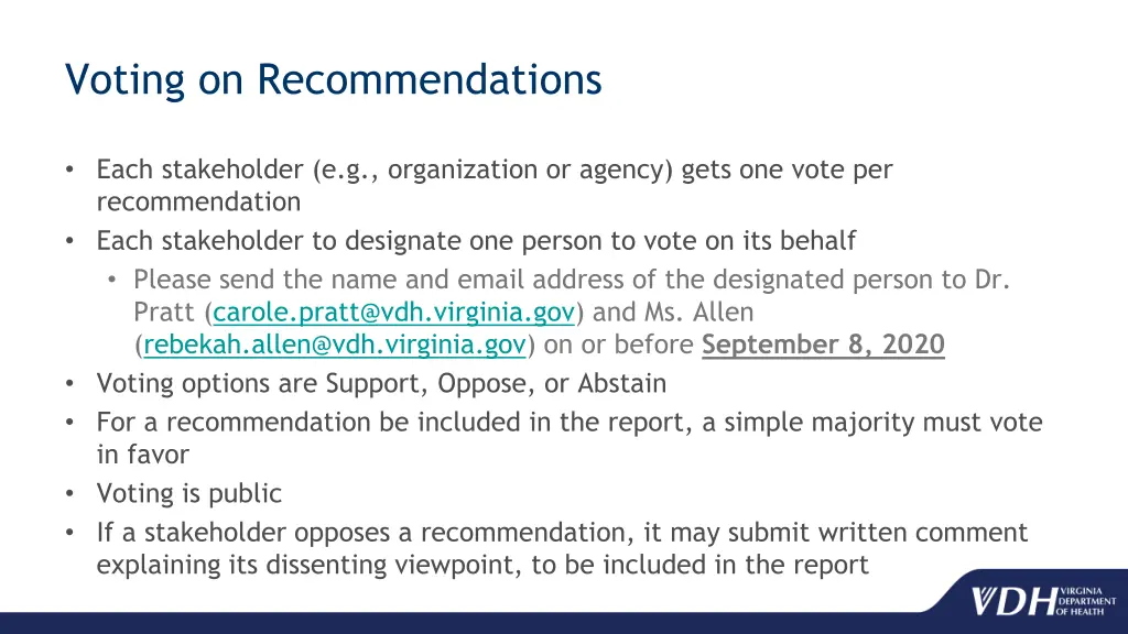 voting on recommendations