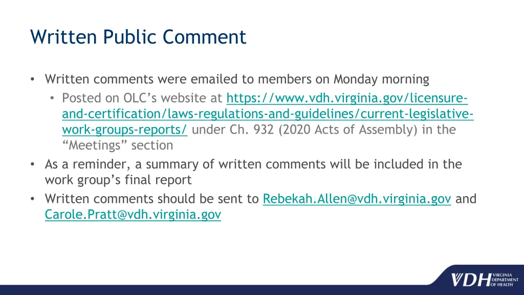 written public comment