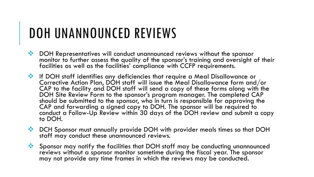 doh unannounced reviews