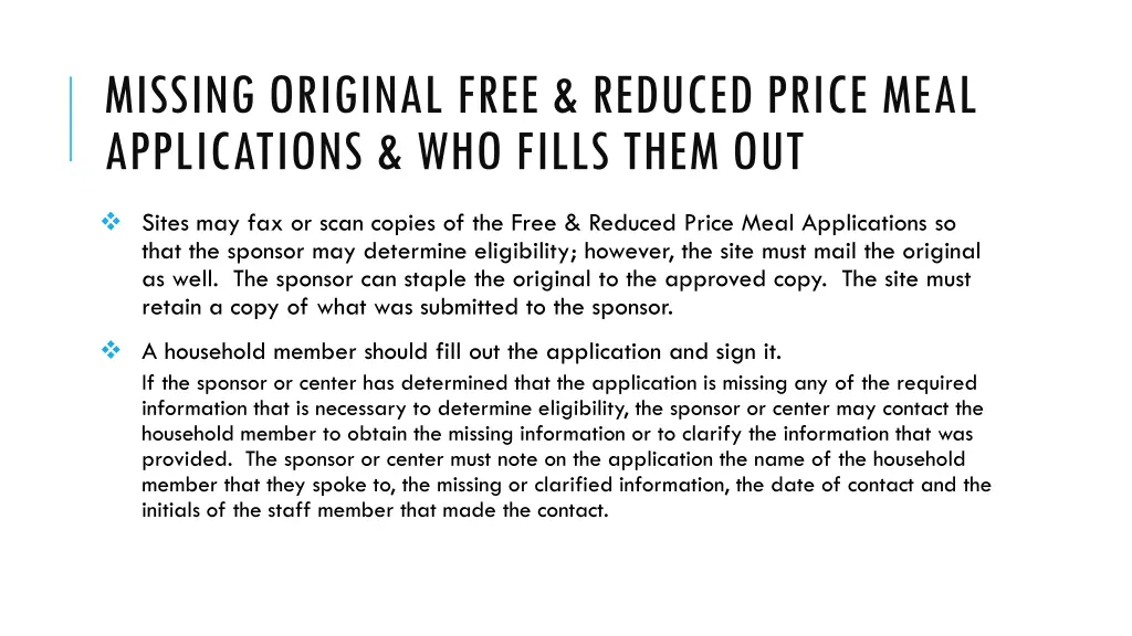 missing original free reduced price meal