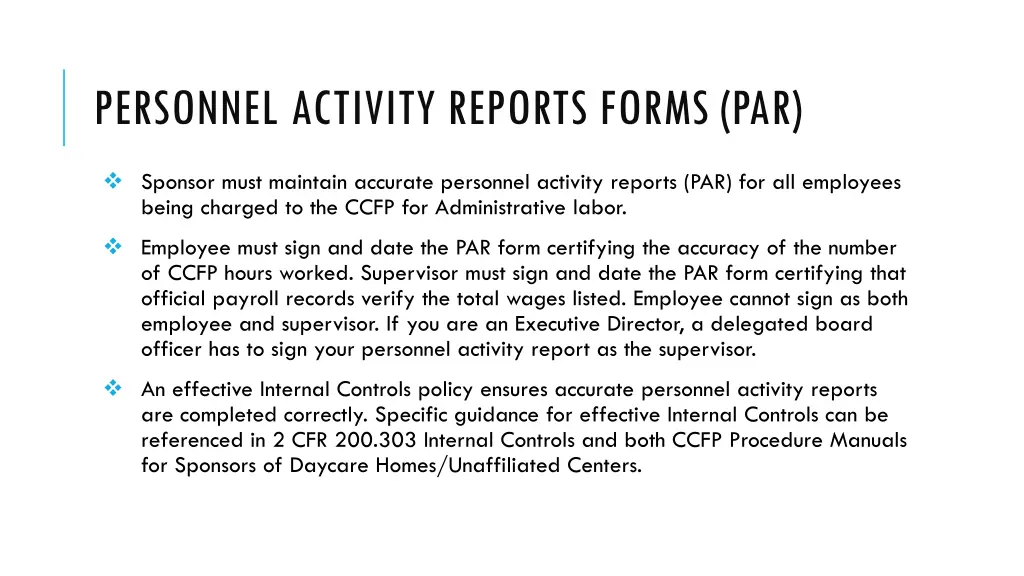 personnel activity reports forms par