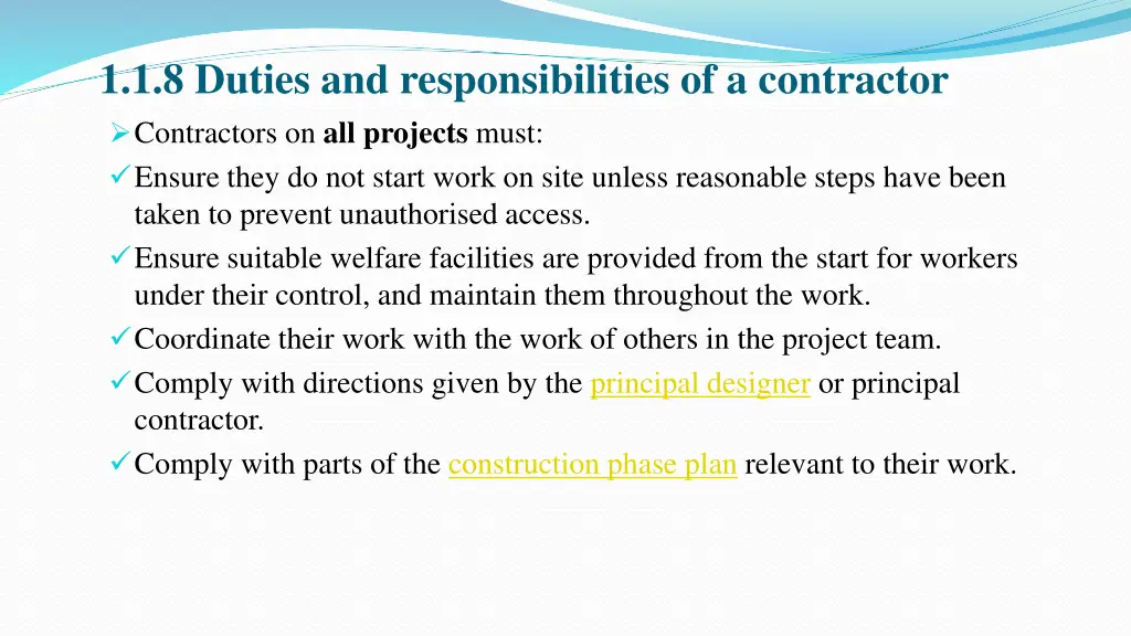 1 1 8 duties and responsibilities of a contractor 1