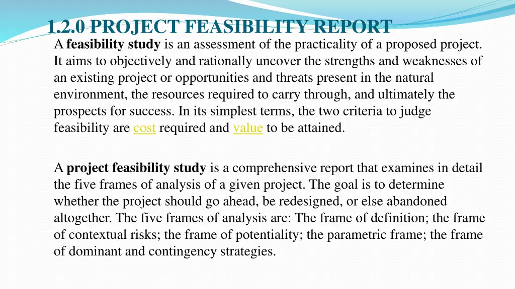 1 2 0 project feasibility report a feasibility