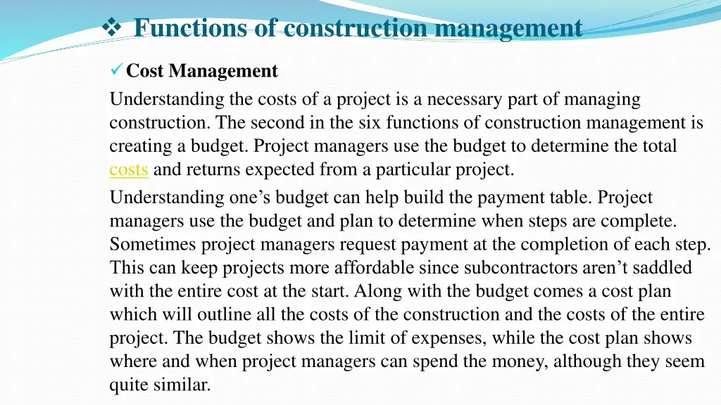 functions of construction management