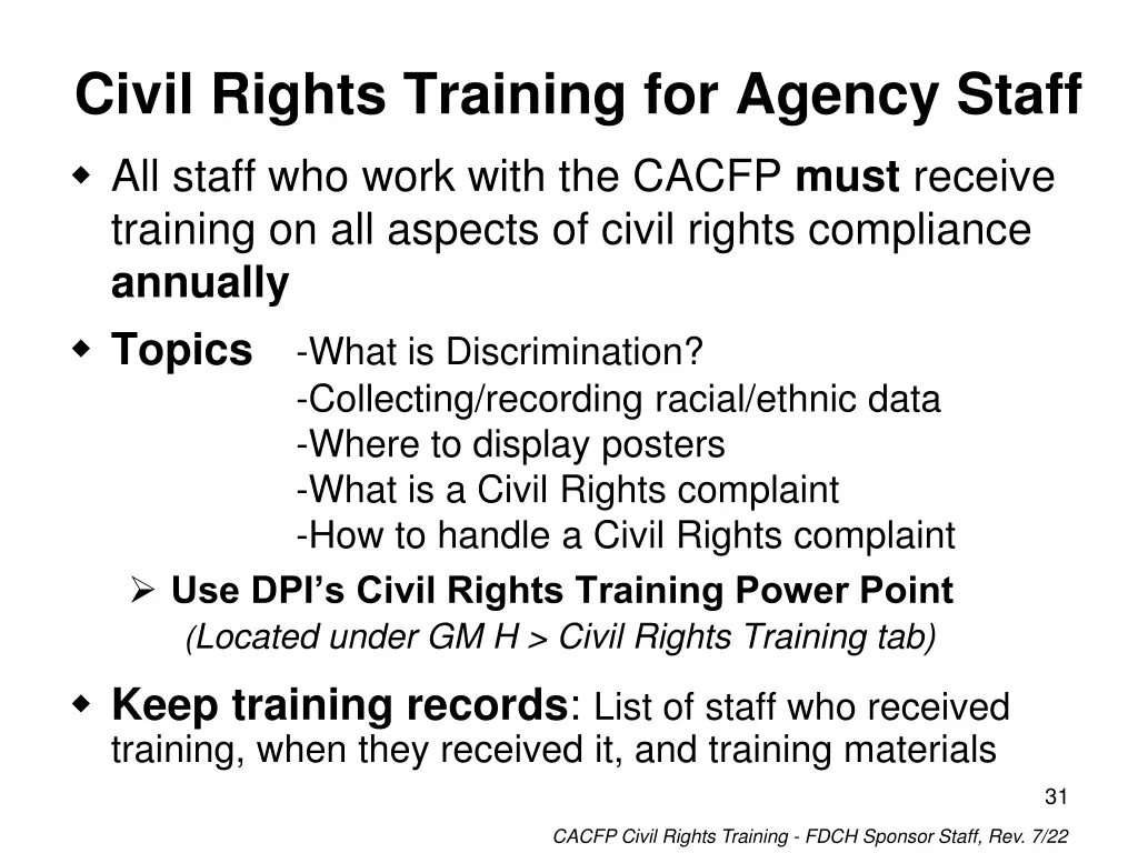 civil rights training for agency staff all staff