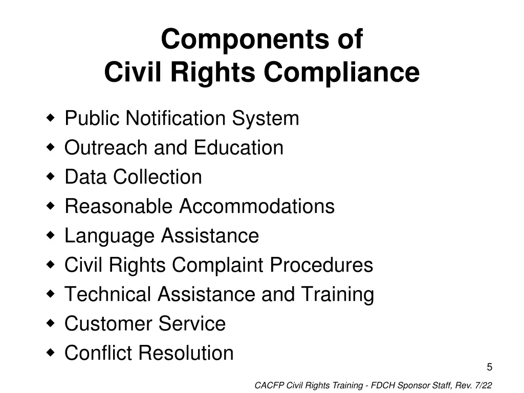 components of civil rights compliance