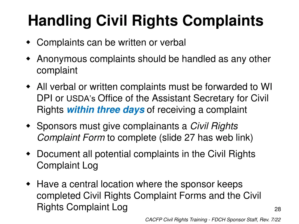 handling civil rights complaints