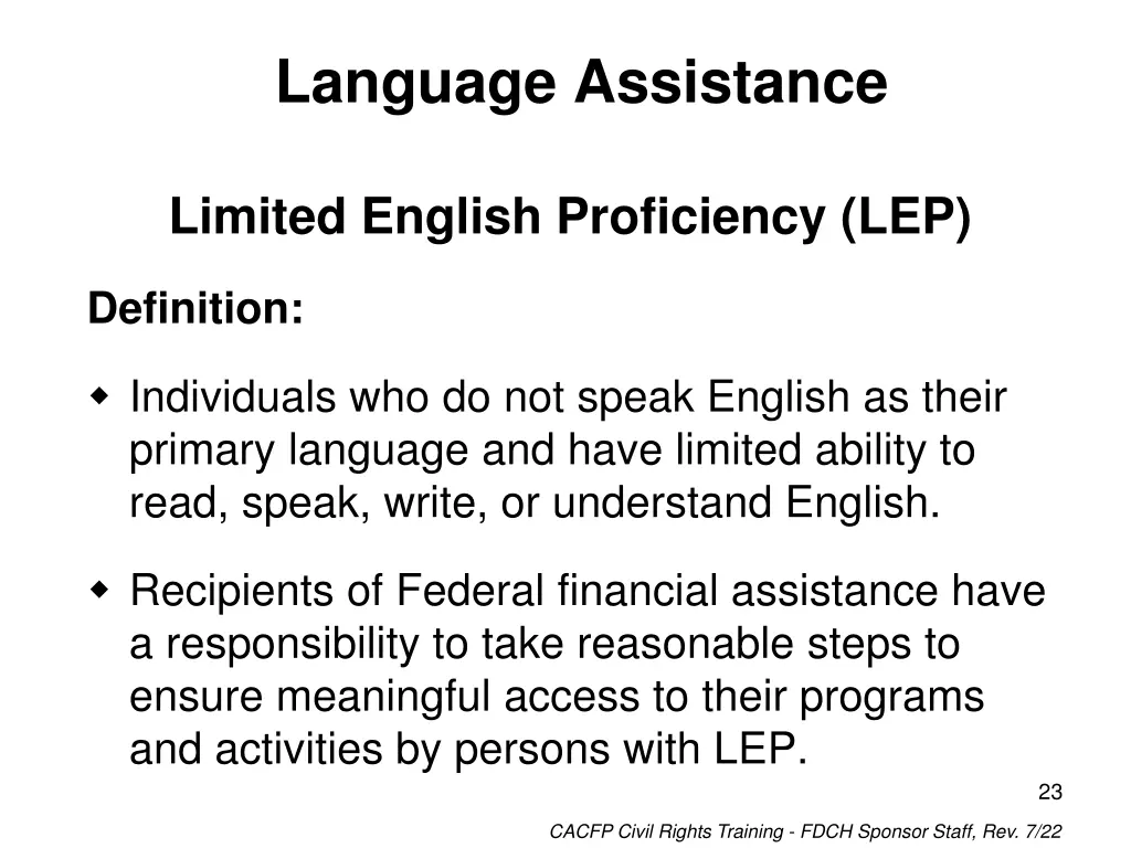 language assistance